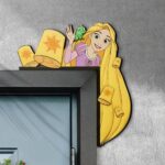 Customized Princess Rapunzel And Pascal Door Corner Sign, Tangled Floating Lanterns Wood Door Topper, DN Princess Door Sign Specia 2TLR21 - Image 4