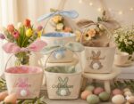 Custom Design Custom Easter Bunny Embroidered Basket, Custom Name Kids Easter Basket Gift, Monogram Gift for Boys Girls, Easter Eg ZBJN2B - Image 5