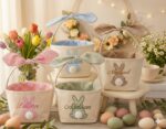 Custom Design Custom Easter Bunny Embroidered Basket, Custom Name Kids Easter Basket Gift, Monogram Gift for Boys Girls, Easter Eg FYR1B4 - Image 5