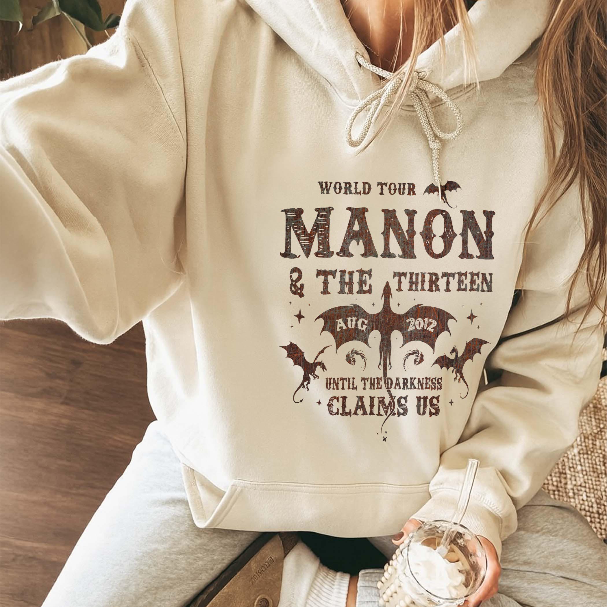 il_fullxfull.7796687730_obab Throne Of Glass Manon Blackbeak We Are Thirteen Hoodie, Fantasy Witch Tee, Wyvern Rider Apparel, Sarah J Maas Inspired Bookish Gift - Image 1