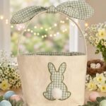 Custom Design Custom Easter Bunny Embroidered Basket, Custom Name Kids Easter Basket Gift, Monogram Gift for Boys Girls, Easter Eg ZBJN2B - Image 4