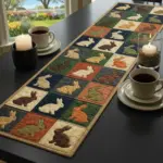 Easter Bunny Quilted Table Runner, Vintage Patchwork Spring Decor