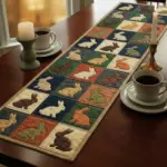 Easter Bunny Quilted Table Runner, Vintage Patchwork Spring Decor - Image 2