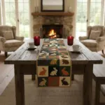 Easter Bunny Quilted Table Runner, Vintage Patchwork Spring Decor - Image 3