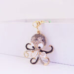 Cute Octopus Rhinestone Keychain, Sparkly Animal Bag Charm, Kawaii Gold Keyring, Gift for Her, Colorful Ocean Jewelry - Image 4