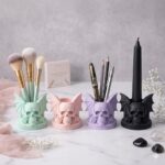 Skull Wing Candle Holder STL, Gothic Pen Holder 3D Print File, Makeup Brush Cup, Halloween Desk Decor - Image 4