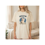 Aesthetic Cat Tee, MEOW Vintage Shirt, Cute Kitten Graphic, Oversized Streetwear T-Shirt for Women & Men - Image 3