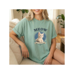 Aesthetic Cat Tee, MEOW Vintage Shirt, Cute Kitten Graphic, Oversized Streetwear T-Shirt for Women & Men - Image 4