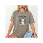 Aesthetic Cat Tee, MEOW Vintage Shirt, Cute Kitten Graphic, Oversized Streetwear T-Shirt for Women & Men - Image 5