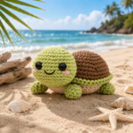 Cute Crochet Sea Turtle Plush, Kawaii Amigurumi Turtle Toy, Soft Handmade Ocean Animal Gift for Kids, Cozy Stuffed Decor - Image 2
