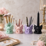 Skull Wing Candle Holder STL, Gothic Pen Holder 3D Print File, Makeup Brush Cup, Halloween Desk Decor