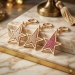 Star Keychain Cute Aesthetic, Rhinestone Star Keyring, Metal Bag Charm, Five Point Star Pendant, Trendy Keychain Gift