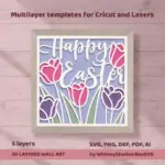 3D Easter Shadow Box SVG, Tulip Papercut Design (Digital Download)