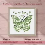 Love You Mom Butterfly Shadow Box SVG, 3D Layered Papercut (Digital Download)