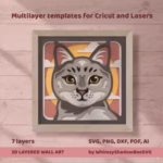 Cat 3D Shadow Box SVG, Layered Paper Cut Template (Digital Download)