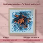 Sea Turtle Shadow Box SVG, Underwater Paper Cut, Cricut Laser Design (Digital Download)