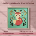 Fox Folk Art Shadow Box SVG, 3D Layered Paper Cut Template (Digital Download)
