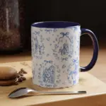 Disney Blue Cute Toile Accent Coffee Mug | Vintage Pattern