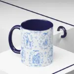 Disney Blue Cute Toile Accent Coffee Mug | Vintage Pattern - Image 6