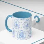 Disney Blue Cute Toile Accent Coffee Mug | Vintage Pattern - Image 7