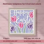3D Easter Shadow Box SVG, Tulip Papercut Design (Digital Download) - Image 3