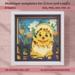 Easter Chick 3D Shadow Box SVG, Layered Paper Cut Light Box (Digital Download) - Image 3