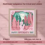Mother's Day 3D Shadow Box SVG, Family Paper Cut Wall Art (Digital Download) - Image 3