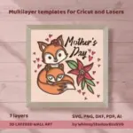 Mother's Day Fox 3D Shadow Box SVG, Layered Paper Cut (Digital Download) - Image 4