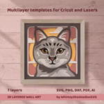Cat 3D Shadow Box SVG, Layered Paper Cut Template (Digital Download) - Image 4