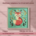 Fox Folk Art Shadow Box SVG, 3D Layered Paper Cut Template (Digital Download) - Image 3