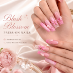 Pink Blossom Butterfly Press-On Nails, 3D Floral French Tip Fake Nails, Elegant Coquette Nail Set, Reusable Handmade Nails