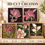 Layered Flower Wood Art SVG Pack, 3D Laser Cut Wall Decor Files