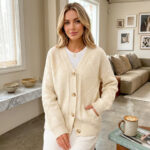 Cozy Button-Up Knit Cardigan, Soft Oversized Women’s Sweater, Casual Fall Layering Outfit, Minimalist Style