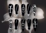 Vivienne Saturn Press On Nails | Luxury Dark Blue Cat Eye Nails | Celestial Star Moon Fake Nails | Punk Grunge Goth False Nails Glue On (Copy) - Image 3