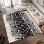 Washable snake print rug, non-slip python print carpet, bold living room decor