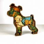 Dog and Cat Wooden Decor, Layered Pet Wood Art, Golden Retriever Sculpture, Rustic Animal Shelf Decor, Pet Lover Gift, Woodland Home Decor