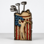 Golf American Flag Wood Art, Patriotic Golfer Decor, Laser Cut USA Golf Gift, Rustic Wooden Golf Sign, Handmade Golfer Wall Display