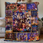 Custom Coco Pictures Collage Blanket, Cartoon Movie Blanket, Coco Cartoon Birthday Blanket, Personalized Disneyland Coco Fleece Blanket