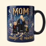 Personalized Mom Mug, Custom Kids Names Magic School Mug, Mom Manager of Mischief Coffee Cup, Gift for Mom, Mother’s Day Gift