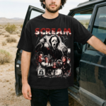 Comfort Colors® Ghostface Shirt – Vintage Scream Horror Movie Tee, Retro Slasher Graphic Shirt, Halloween Party Outfit, Horror Fan Gift