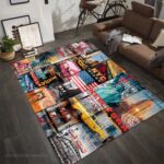 NYC Area Rug: Colorful New York City Landmarks, Non-Slip