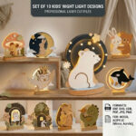 Laser Cut Kids Night Light SVG Bundle, 3D Nursery Lamp Files, Glowforge Cricut DIY Baby Room Decor