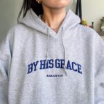 By His Grace | embroidered Christian hoodie vintage, Christian Men Gift, faith streetwear, aesthetic Christian gym apparel - Image 3