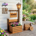 Outdoor Welcome Sign Laser Cut Set, Wooden Planter Box SVG Files, Front Porch Decor Digital Download - Image 2