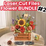 Flower Laser Cut Files: Rose, Sunflower, Camellia, Lilac (Digital Download)