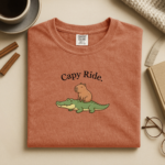 Funny Capy Ride Shirt Comfort Colors Tee – Cute Capybara Crocodile Graphic Shirt, Meme Animal Riding Tee, Vintage Capybara Aesthetic Shirt, Unhinged Funny Gift for Her Him