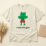 I Hate The Gym Frog Meme T-Shirt | Funny Cartoon Unisex Tee - Image 3
