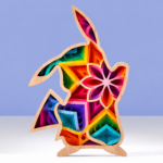 Easter Bunny Layered Wood Art, Rainbow Rabbit Decor, Handmade Colorful Wooden Shadow Box, Spring Home Decor, Easter Gift for Kids and Family - Image 2