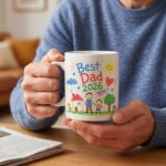 Best Dad 2026 Ever Ceramic Mug, Fathers Day Coffee Cup, Gift for Dad From Kids, New Dad Gift 11oz, 15oz
