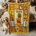 Disney Winnie The Pooh Bear Blanket, Winnie The Pooh Pooh Blanket, Custom Name Pooh Birthday Blanket, Yellow Nursery Baby Blanket, NVA773